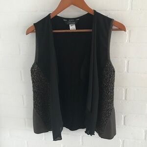 Vintage vest Black and brown Flowy - Size S